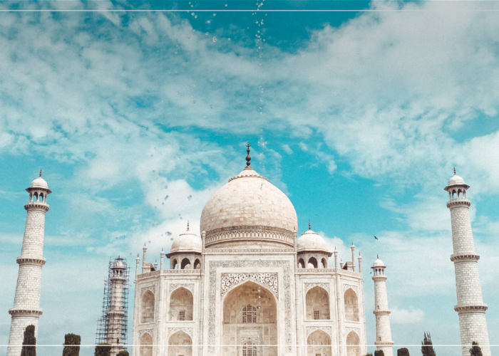 white and blue modern photo taj mahal travel vlog youtube thumbnail